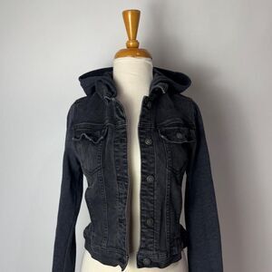 Hollister Co. vintage y2k black denim jacket with hood